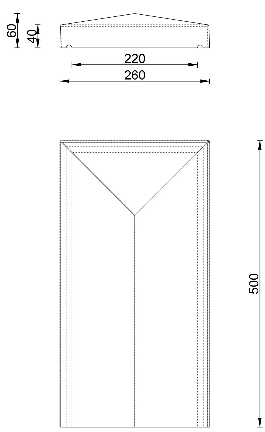 26 cm breed - eindstuk 50 x 26 cm - 3-zijdig aflopend - Betonfabriek.nl