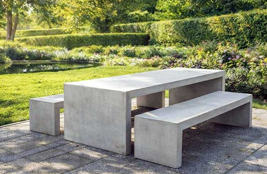 Betonnen Tuinset van 200 cm | Tafel met Bijpassende Bankjes voor Buiten